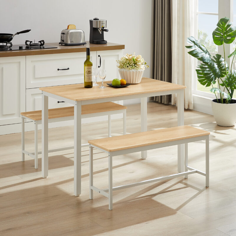 Dining Table Set, Bar Table with 2 Dining Benches, Kitchen Table Counter with Chairs, Industrial for Kitchen Breakfast Table, Living Room, Party Room - Image 9