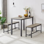 Dining Table Set, Bar Table with 2 Dining Benches, Kitchen Table Counter with Chairs, Industrial for Kitchen Breakfast Table, Living Room, Party Room - Image 3
