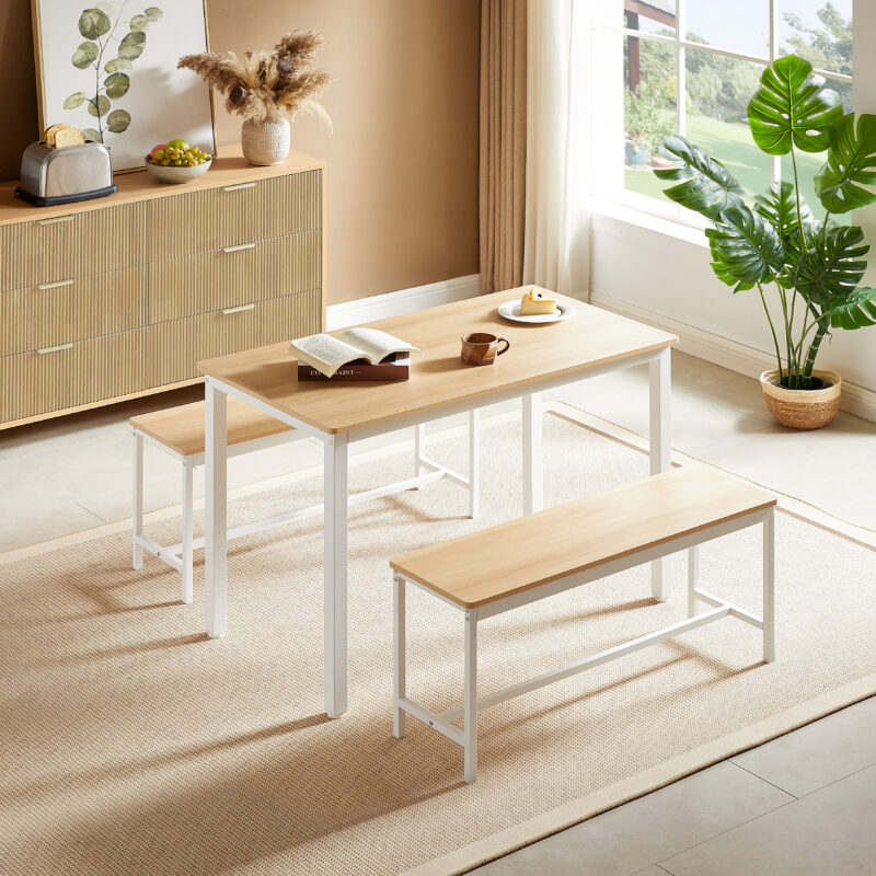 Dining Table Set, Bar Table with 2 Dining Benches, Kitchen Table Counter with Chairs, Industrial for Kitchen Breakfast Table, Living Room, Party Room - Image 8