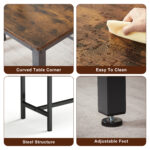 Dining Table Set, Bar Table with 2 Dining Benches, Kitchen Table Counter with Chairs, Industrial for Kitchen Breakfast Table, Living Room, Party Room - Image 11