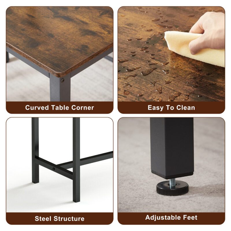 Dining Table Set, Bar Table with 2 Dining Benches, Kitchen Table Counter with Chairs, Industrial for Kitchen Breakfast Table, Living Room, Party Room - Image 11