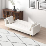 71 inch convertible love seat sofa, American retro beige velvet, suitable for small living room, bedroom, office - Image 9
