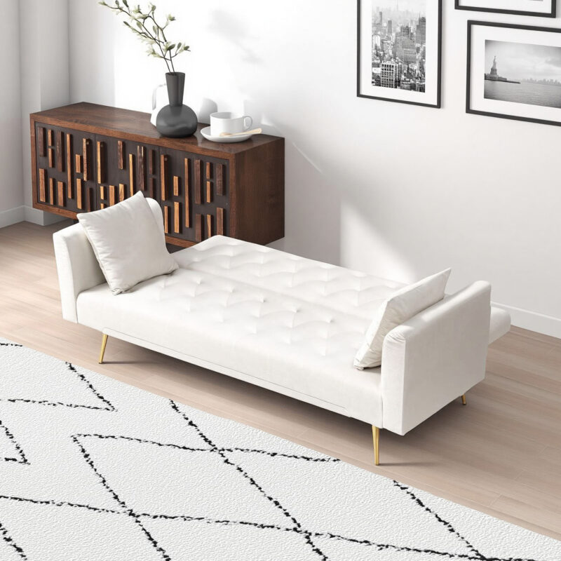 71 inch convertible love seat sofa, American retro beige velvet, suitable for small living room, bedroom, office - Image 9