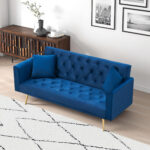 71 inch convertible love seat sofa, American retro beige velvet, suitable for small living room, bedroom, office - Image 18