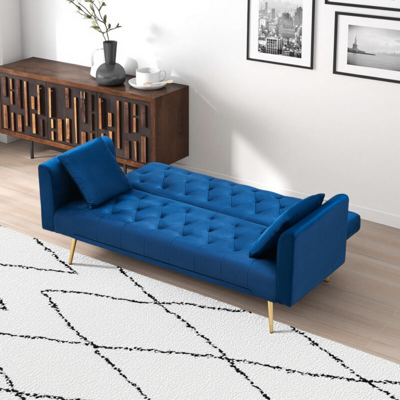 71 inch convertible love seat sofa, American retro beige velvet, suitable for small living room, bedroom, office - Image 19