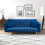 71 inch convertible love seat sofa, American retro beige velvet, suitable for small living room, bedroom, office - Image 20