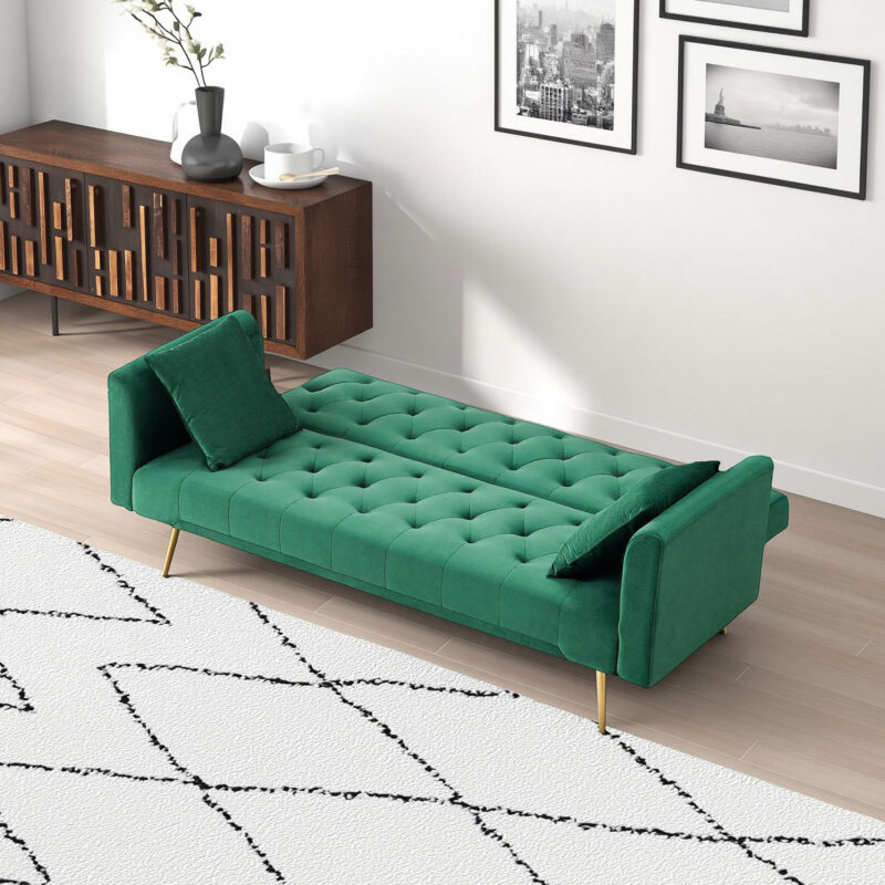71 inch convertible love seat sofa, American retro beige velvet, suitable for small living room, bedroom, office - Image 17