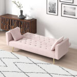 71 inch convertible love seat sofa, American retro beige velvet, suitable for small living room, bedroom, office - Image 10