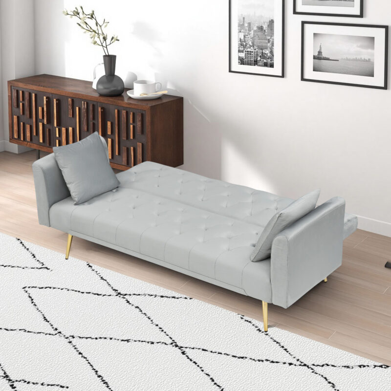 71 inch convertible love seat sofa, American retro beige velvet, suitable for small living room, bedroom, office - Image 21