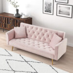 71 inch convertible love seat sofa, American retro beige velvet, suitable for small living room, bedroom, office - Image 11