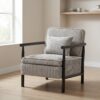Storage Chair,Mid Century Modern Accent Chair with Wood Frame, Upholstered Living Room Chairs with Waist Cushion, Reading Armchair for Bedroom Sunroom - Image 5