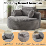 55'L Corduroy Sponge single sofa,No Assembly Required,Fluffy Modern Sleeper Chair for Living room, Bedroom, Lounge and Projection Room(Not a swivel chair.) - Image 4