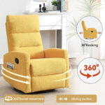Manual Recliner Chair with Rocker and Swivel in Fabric for Living Room - Image 20