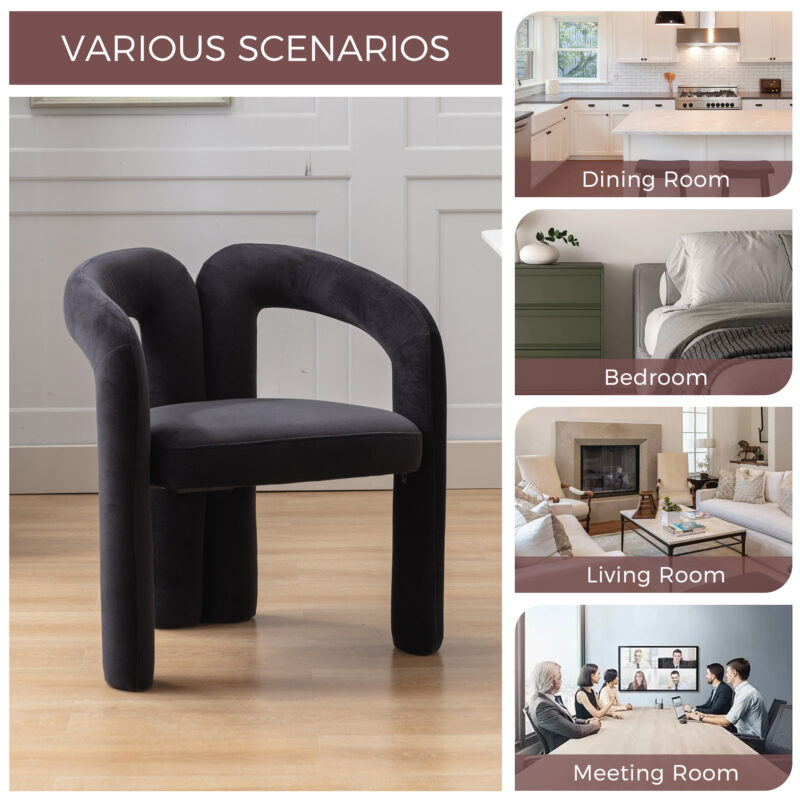 Contemporary Designed Velvet Fabric Upholstered Accent/Dining Chair /Barrel Side Chairs Kitchen Armchair for Living Room set of 2 - Image 8