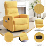 Manual Recliner Chair with Rocker and Swivel in Fabric for Living Room - Image 24