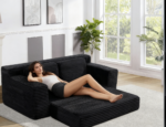 Corduroy Cloud Double Sofa, 2-in-1 Convertible Sofa Bed, Comfortable Boneless Double Sofa, Suitable for Living Room, Apartment, Small Space Grey - Image 14