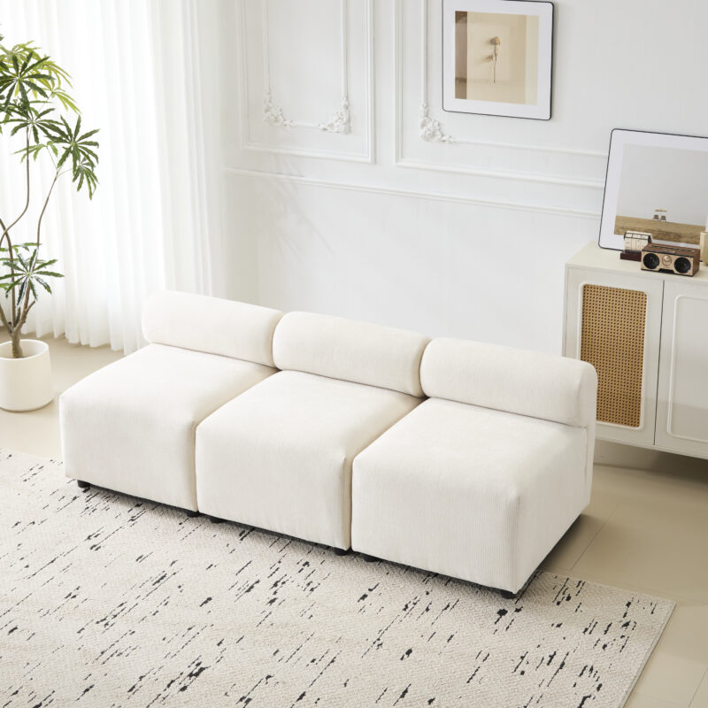 Evelyn 78 in.Armless 3-Piece 3 Seater Modular Couch Sectional Chenille Sofa for Living Rooms,Bedrooms,Apartment Office - Image 12