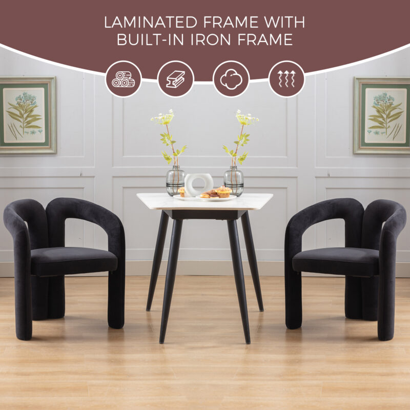 Contemporary Designed Velvet Fabric Upholstered Accent/Dining Chair /Barrel Side Chairs Kitchen Armchair for Living Room set of 2 - Image 7