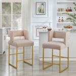 Modern Fashion Counter Height Stool With Square Open Backrest and Sturdy Iron Legs, Set of 2 Versatile Bar Chair - Image 5