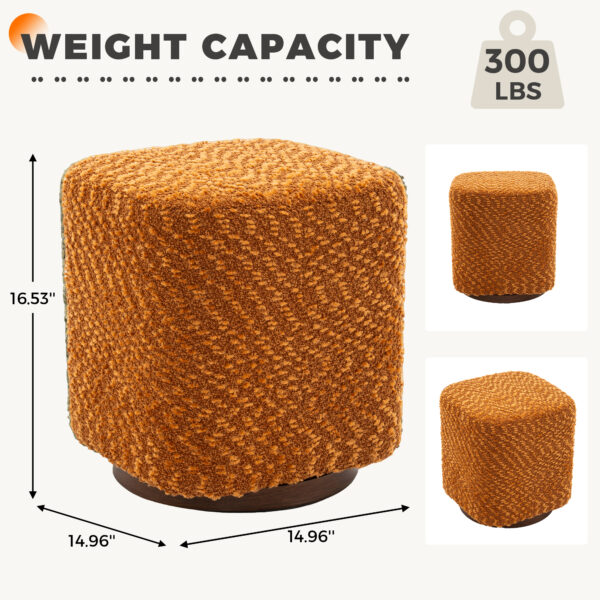 360° Swivel Vanity Stool for Women, Upholstered Makeup Chair, Modern Accent Ottoman for Bedroom, Living Room