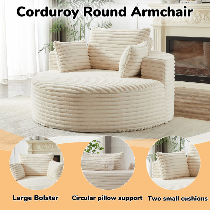 55'L Corduroy Sponge single sofa,No Assembly Required,Fluffy Modern Sleeper Chair for Living room, Bedroom, Lounge and Projection Room(Not a swivel chair.) - Image 18