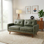 65-inch Modern Minimalist Two-Seater Sofa, featuring breathable Foil fabric and solid wood legs - Image 10