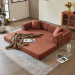 78.8" Compression Sofa,Convertible Floor Sofa Bed-with Pillow Back Support Armrest,Comfy Futon Couch Sleeper Bed,Loveseats Boneless Modular Sectional Sofa,Corduroy fabric,for Living Room,Bedroom - Image 19
