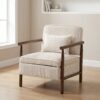 Storage Chair,Mid Century Modern Accent Chair with Wood Frame, Upholstered Living Room Chairs with Waist Cushion, Reading Armchair for Bedroom Sunroom - Image 10