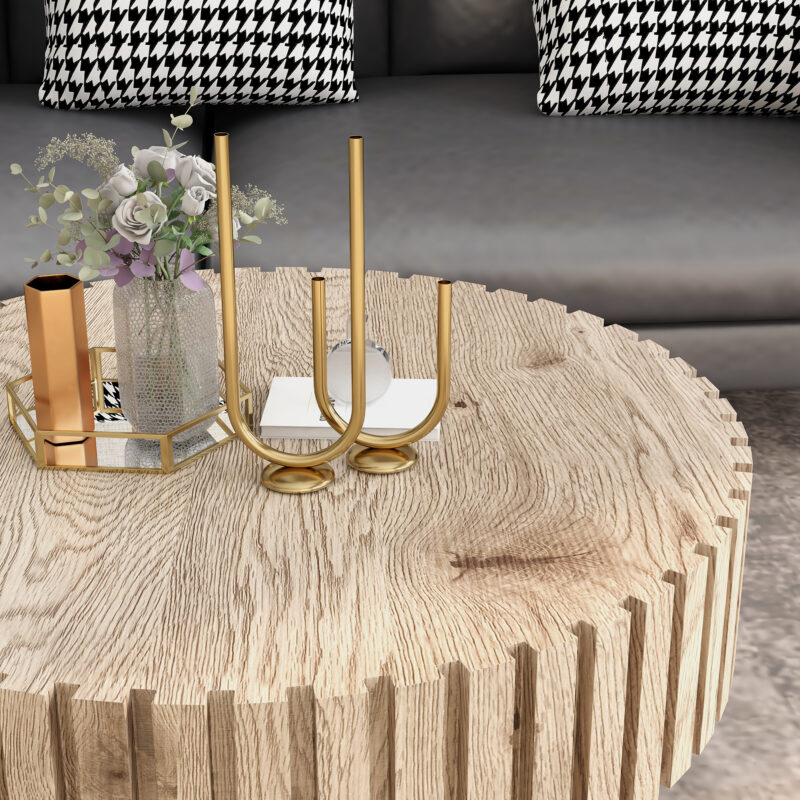 Modern minimalist circular coffee table 31.4'' with natural wood texture, stable and durable, enhancing spatial aesthetics suitable for living rooms, study rooms and offices - Image 3
