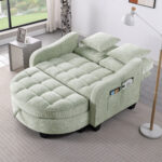 Two-seater sofa, double sofa chaise longue, with irregular armrests and backrests, footrest with storage space, comes with two small throw pillows, suitable for living room and bedroom - Image 2