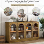 TREXM 4-Door Large Storage Buffet Cabinet with Glass Doors, Arched Cabinet with Adjustable Shelves for Kitchen, Dining Room and Living Room - Image 14