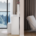 17" Round LED Mirror Vanity Table + Soft Cushion Stool Suit, Large Mirror, Touch Switch, 3 colors, Adjustable Brightness, Large Desktop, Multi-layer High Capacity Storage, Suitable For Small Space - Image 5