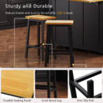 K&K Solid Wood Bar Stools (Not Cheap Iron), 25.6" Tall Set of 2 Bar Chairs, Kitchen Counter Stools with Footrests, Farmhouse Stools for Dining Room, Kitchen, Counter - Image 6