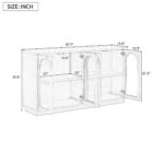 TREXM 4-Door Large Storage Buffet Cabinet with Glass Doors, Arched Cabinet with Adjustable Shelves for Kitchen, Dining Room and Living Room - Image 23
