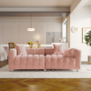 87.4'' Premium Velvet Sofa 3-Seater Loveseat, Modern Bubble Upholstered Couch with Metal Base Legs and 2 Pillows for Living Room, Bedroom - Image 6