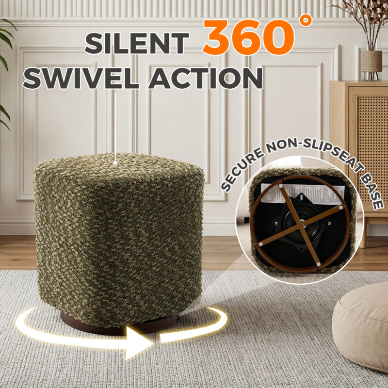 360° Swivel Vanity Stool for Women, Upholstered Makeup Chair, Modern Accent Ottoman for Bedroom, Living Room - Image 10