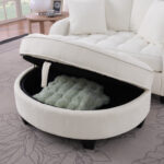 Two-seater sofa, double sofa chaise longue, with irregular armrests and backrests, footrest with storage space, comes with two small throw pillows, suitable for living room and bedroom - Image 7