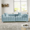 87.4'' Premium Velvet Sofa 3-Seater Loveseat, Modern Bubble Upholstered Couch with Metal Base Legs and 2 Pillows for Living Room, Bedroom - Image 4