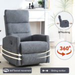Manual Recliner Chair with Rocker and Swivel in Fabric for Living Room - Image 2