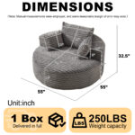 55'L Corduroy Sponge single sofa,No Assembly Required,Fluffy Modern Sleeper Chair for Living room, Bedroom, Lounge and Projection Room(Not a swivel chair.) - Image 2