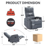 Manual Recliner Chair with Rocker and Swivel in Fabric for Living Room - Image 3