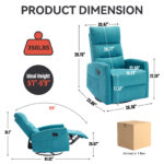 Manual Recliner Chair with Rocker and Swivel in Fabric for Living Room - Image 11