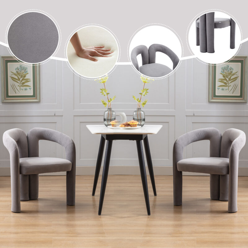 Contemporary Designed Velvet Fabric Upholstered Accent/Dining Chair /Barrel Side Chairs Kitchen Armchair for Living Room set of 2 - Image 18