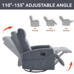 Manual Recliner Chair with Rocker and Swivel in Fabric for Living Room - Image 4