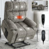 Grey Dual Motor Infinite Position Up to 350 LBS Chenille Power Lift Recliner Chair, Heavy Duty Motion Mechanism with 8-Point Vibration Massage and Lumbar Heating, Dual Cup Holders - Image 20