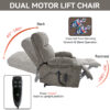 Grey Dual Motor Infinite Position Up to 350 LBS Chenille Power Lift Recliner Chair, Heavy Duty Motion Mechanism with 8-Point Vibration Massage and Lumbar Heating, Dual Cup Holders - Image 24