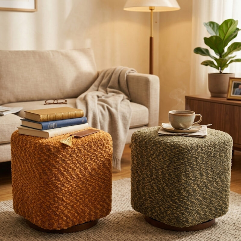 360° Swivel Vanity Stool for Women, Upholstered Makeup Chair, Modern Accent Ottoman for Bedroom, Living Room - Image 6