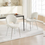 Modern Design Chair Back Hollow, 21.6-inch Enlarged Seat Surface With Silver Legs ,Set of 2 - Image 2