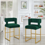 Modern Fashion Counter Height Stool With Square Open Backrest and Sturdy Iron Legs, Set of 2 Versatile Bar Chair - Image 3