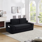 Corduroy Cloud Double Sofa, 2-in-1 Convertible Sofa Bed, Comfortable Boneless Double Sofa, Suitable for Living Room, Apartment, Small Space Grey - Image 15